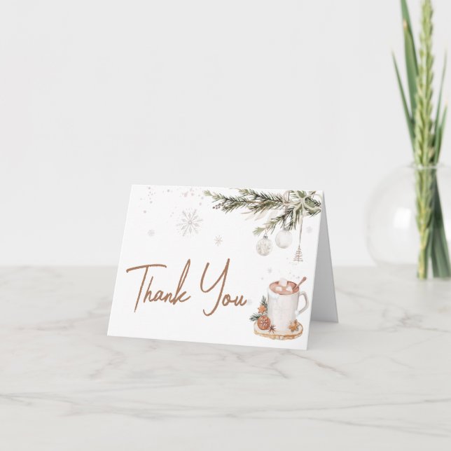 Merry Little Baby is Brewing Baby Shower Thank You Card (Front)