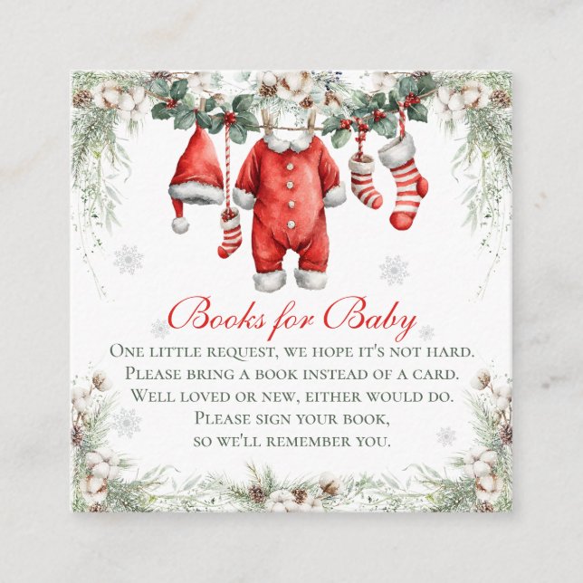 Merry Little Baby Shower Books For Baby Enclosure Card (Front)