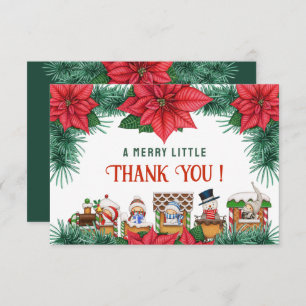 Merry Little Baby Shower Christmas Green Winter Thank You Card