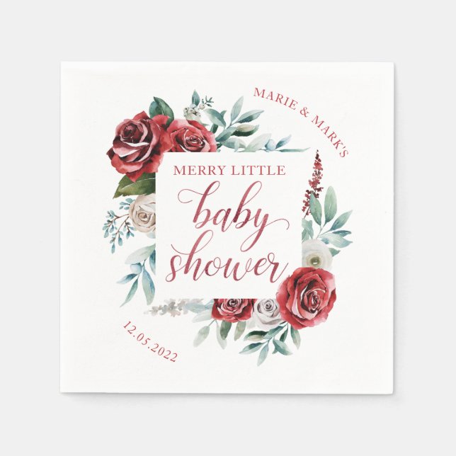 Merry Little Baby Shower Christmas Napkins (Front)