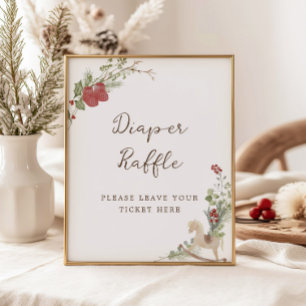 Merry Little Baby Shower Diaper Raffle Poster