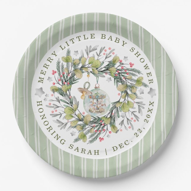 Merry Little Baby Shower Dinner Plates (Front)