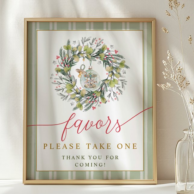 Merry Little Baby Shower Favour Table Sign (Favors - Baby Shower Sign)
