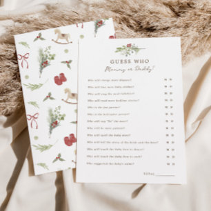 Merry Little Baby Shower Guess Who Game Card