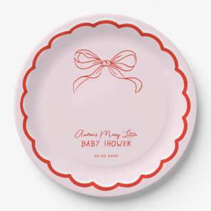 Merry Little Baby Shower Hand Drawn Christmas Paper Plate