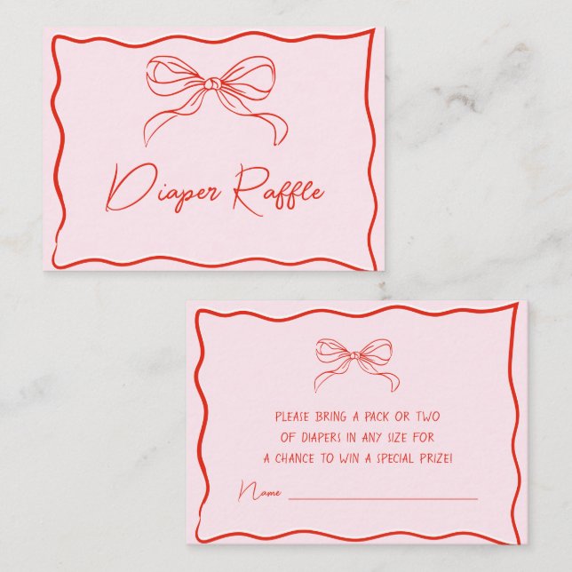 Merry Little Baby Shower Hand Drawn Diaper Raffle Enclosure Card (Front/Back)