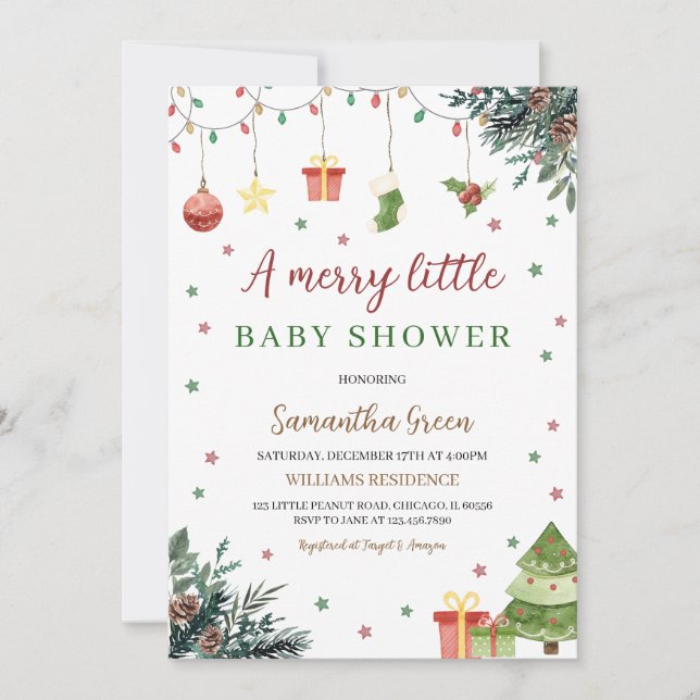 Merry Little Baby Shower Invitation (Front)