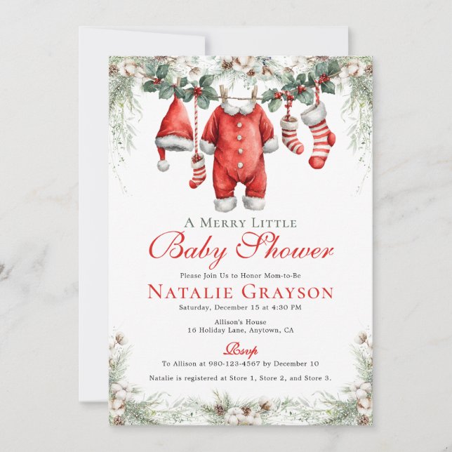 Merry Little Baby Shower Invitation (Front)