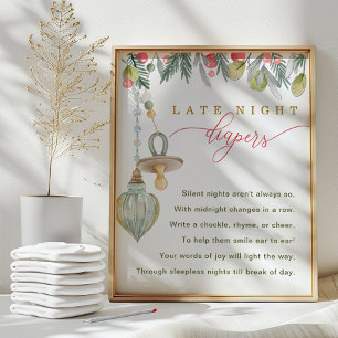 Merry Little Baby Shower Late Night Diapers Sign