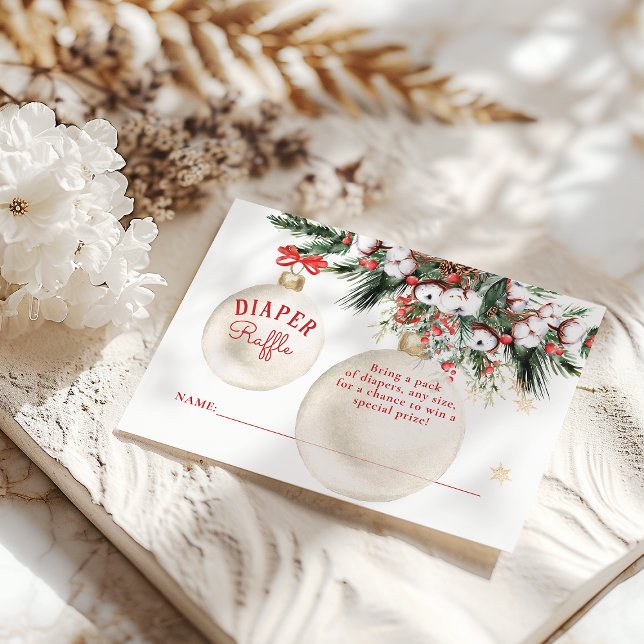 Merry Little Baby Shower Modern Christmas Diaper Enclosure Card (Creator Uploaded)