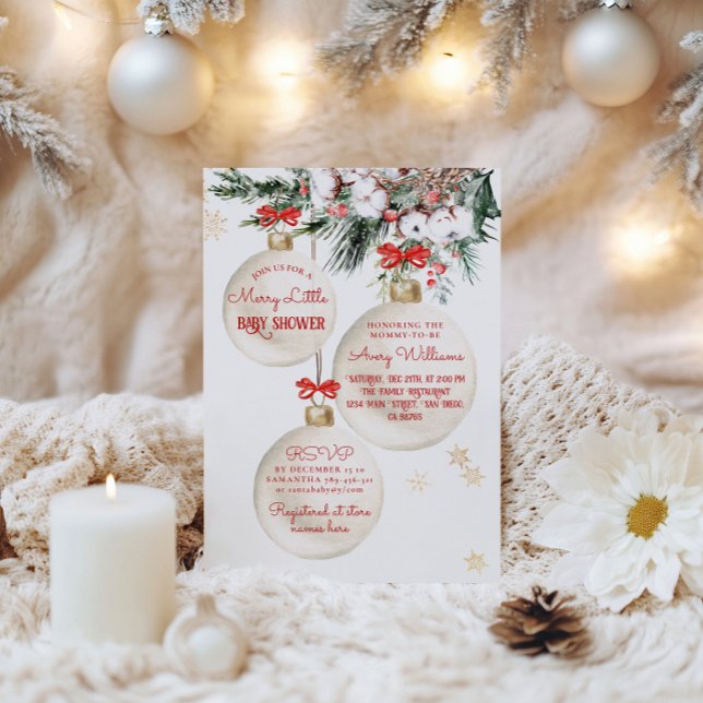 Merry Little Baby Shower Modern Christmas Invitation (Creator Uploaded)