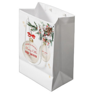 Merry Little Baby Shower Modern Christmas  Medium Gift Bag