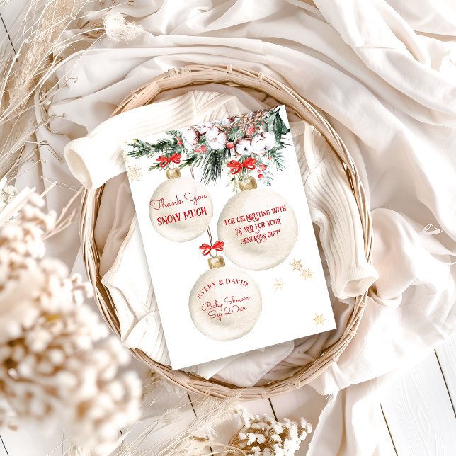 Merry Little Baby Shower Modern Christmas Thank You Card (Creator Uploaded)