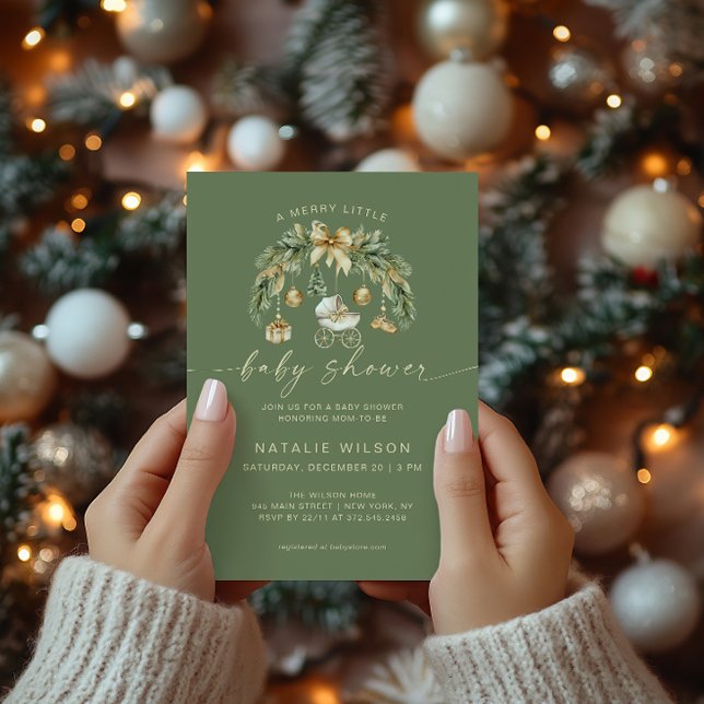 Merry Little Baby Shower Ornament Gender Neutral Invitation (Creator Uploaded)