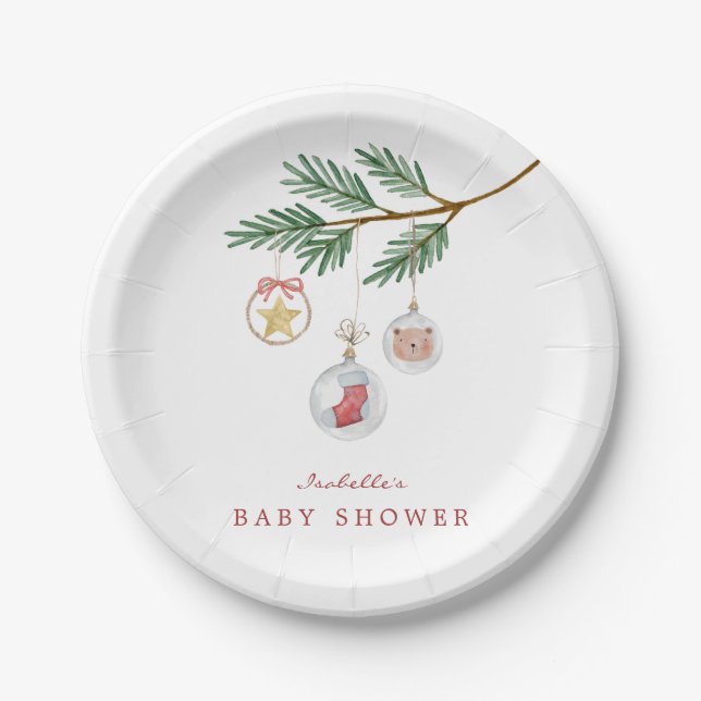 Merry Little Baby Shower Paper Plate (Front)