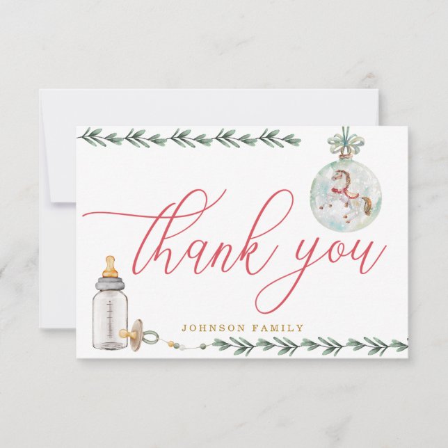 Merry Little Baby Shower Personalised  Thank You Card (Front)