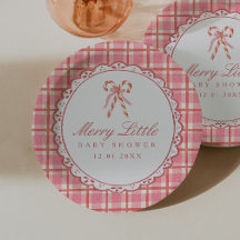 Merry Little Baby Shower Pink & Red Candy Cane