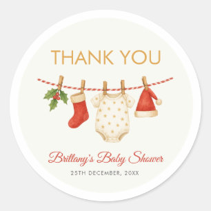 Merry Little Baby Shower Thank You Classic Round Sticker