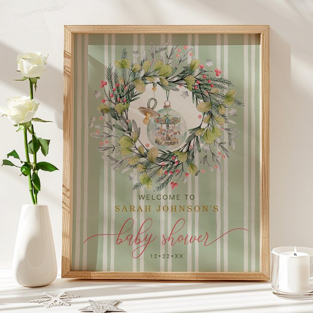 Merry Little Baby Shower Welcome Sign (Cozy welcome sign)