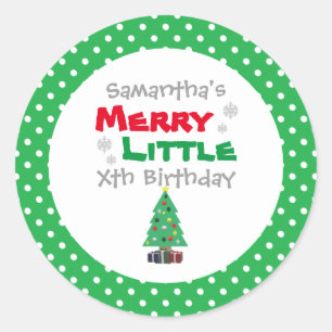 Merry Little Birthday Classic Round Sticker