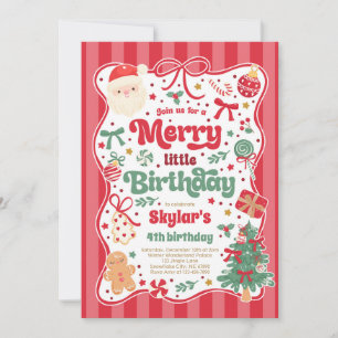 Merry Little Birthday Party Christmas Coquette Bow Invitation