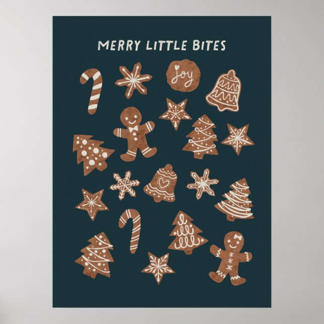 Merry Little Bites Christmas Cookies Green Poster (Front)