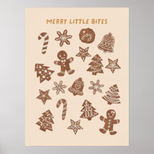 Merry Little Bites Christmas Cookies Yellow Poster