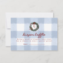 Merry Little Blue Gingham Wreath diaper raffle 