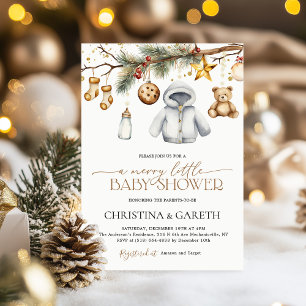 Merry Little Boho Christmas Winter Baby Shower Invitation