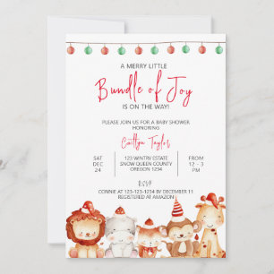 Merry Little Bundle of Joy, Christmas Baby Shower Invitation
