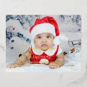 Merry little christmas baby birth announcement