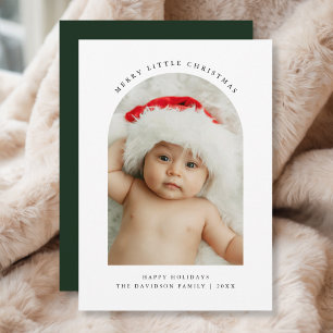 Merry Little Christmas Baby Family Arch Photo Holiday Card