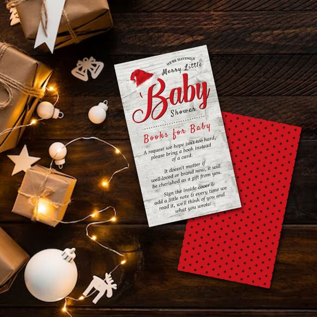 Merry Little Christmas Baby Shower Books For Baby Enclosure Card (Creator Uploaded)