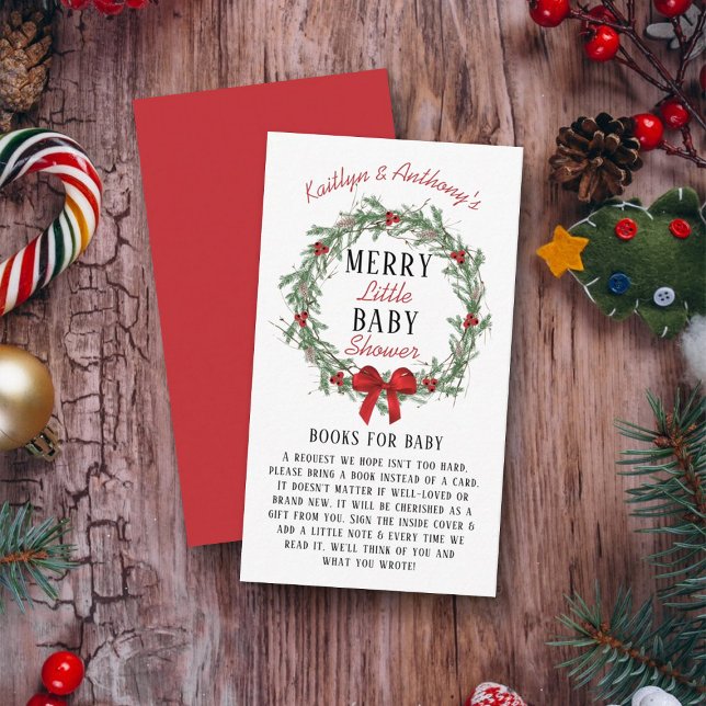 Merry Little Christmas Baby Shower Books For Baby Enclosure Card (Creator Uploaded)