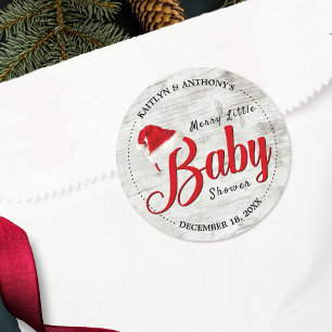 Merry Little Christmas Baby Shower Classic Round Sticker