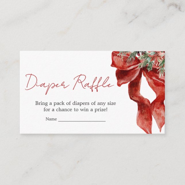 Merry Little Christmas Baby Shower Diaper Raffle Enclosure Card (Front)