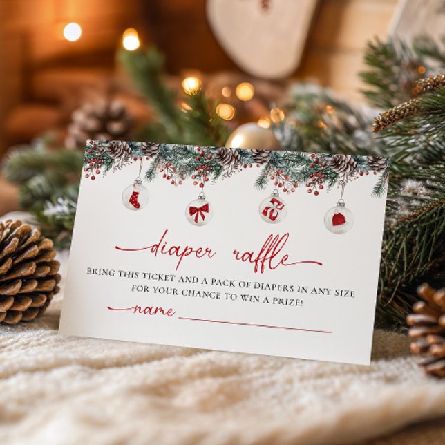 Merry Little Christmas Baby Shower Diaper Raffle Enclosure Card (Creator Uploaded)
