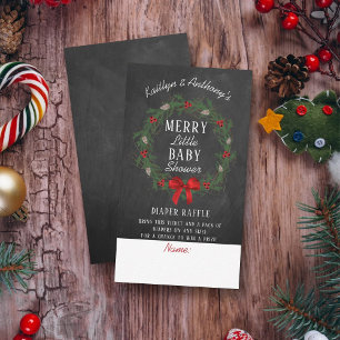 Merry Little Christmas Baby Shower Diaper Raffle Enclosure Card
