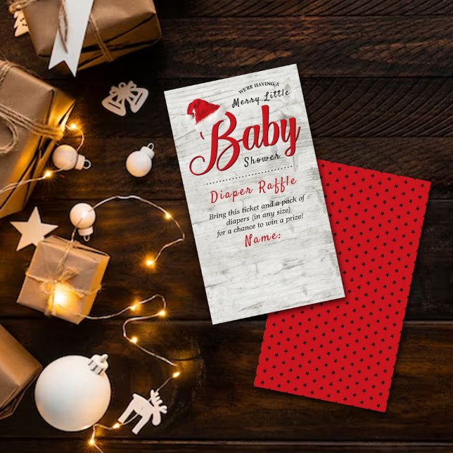 Merry Little Christmas Baby Shower Diaper Raffle Enclosure Card (Creator Uploaded)