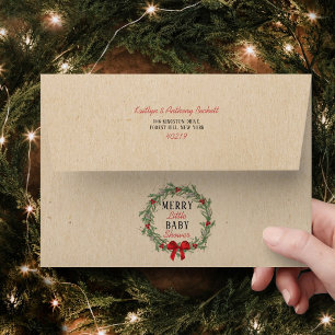 Merry Little Christmas Baby Shower Envelope