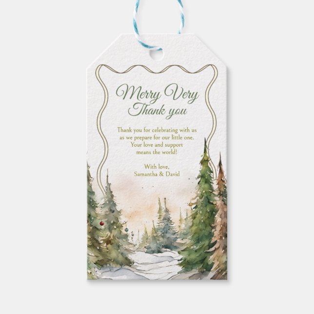 Merry Little Christmas Baby Shower Gift Tag (Front)