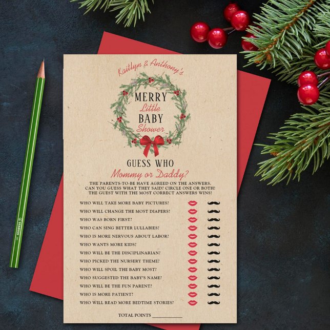 Merry Little Christmas Baby Shower Guess Who Game (Creator Uploaded)