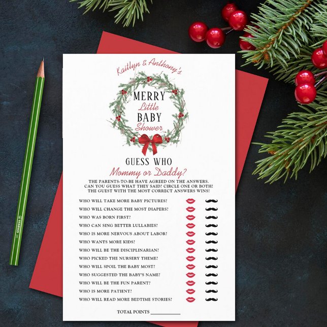 Merry Little Christmas Baby Shower Guess Who Game (Creator Uploaded)