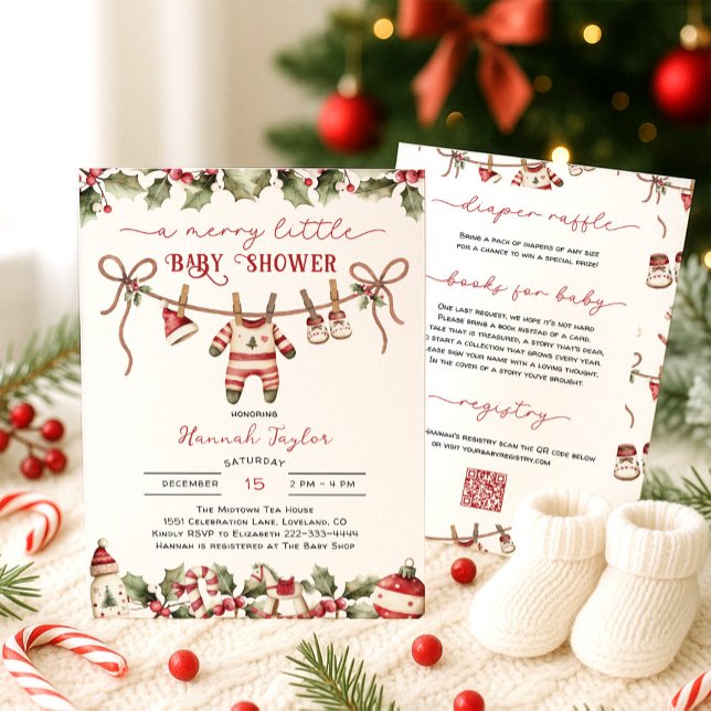 Merry Little Christmas Baby Shower Invitation (Creator Uploaded)