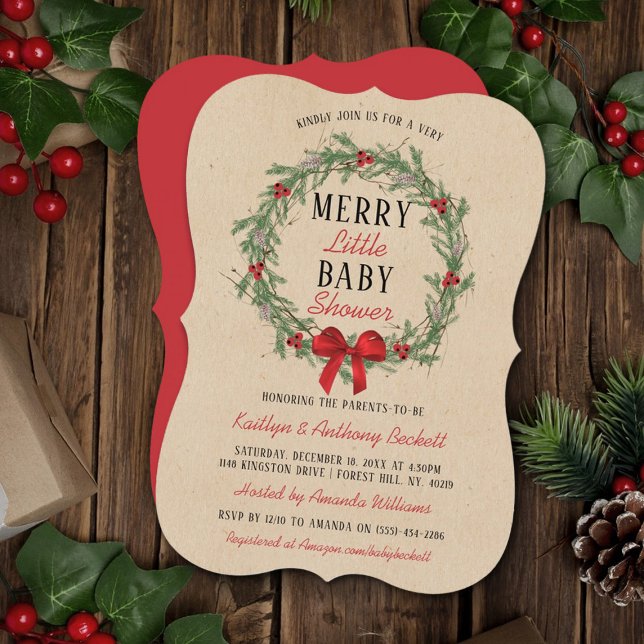 Merry Little Christmas Baby Shower Invitation (Creator Uploaded)