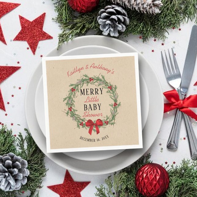 Merry Little Christmas Baby Shower Napkin (Creator Uploaded)