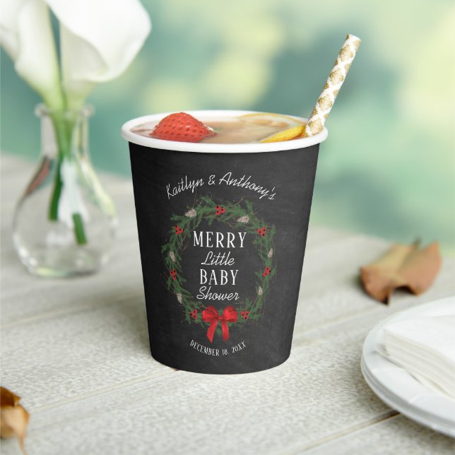 Merry Little Christmas Baby Shower Paper Cups (Insitu)