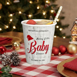 Merry Little Christmas Baby Shower Paper Cups