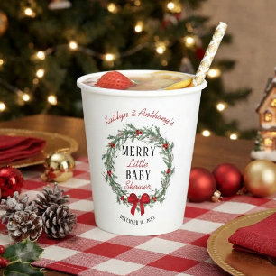 Merry Little Christmas Baby Shower Paper Cups