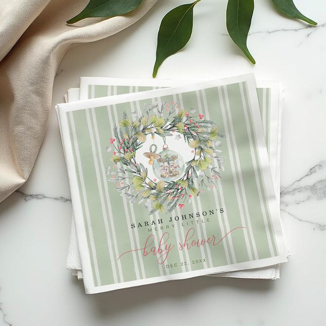 Merry Little Christmas Baby Shower Paper Napkin (Baby Shower Napkins)